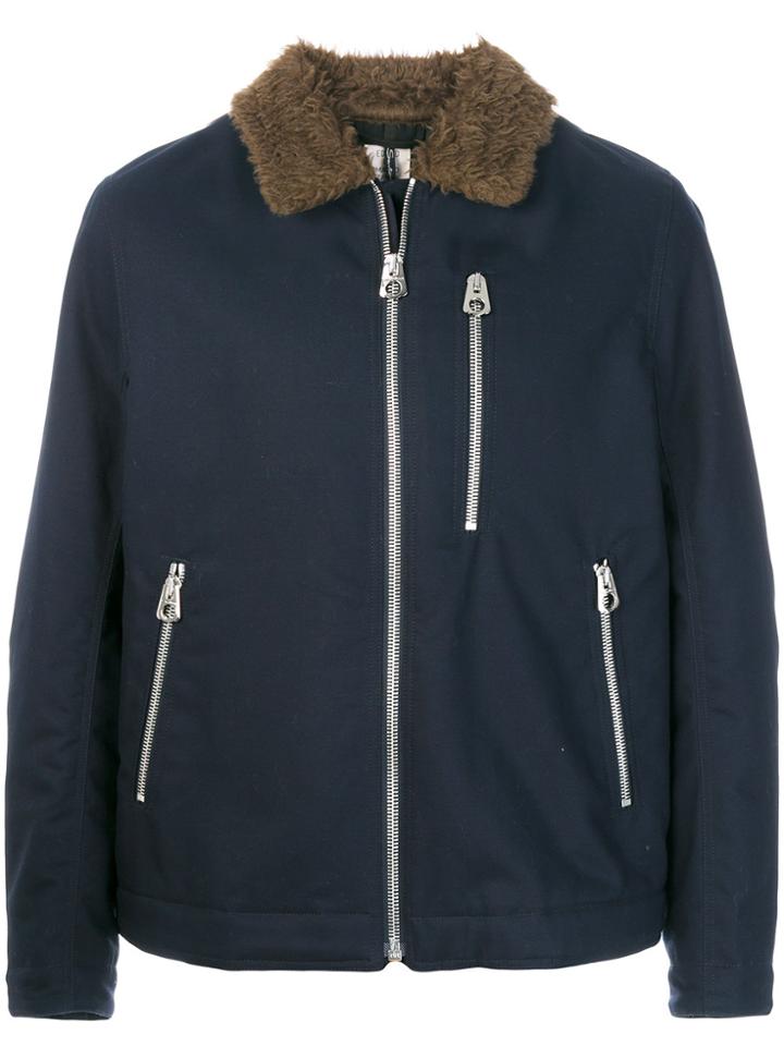 Santoni Zipped Bomber Jacket - Blue