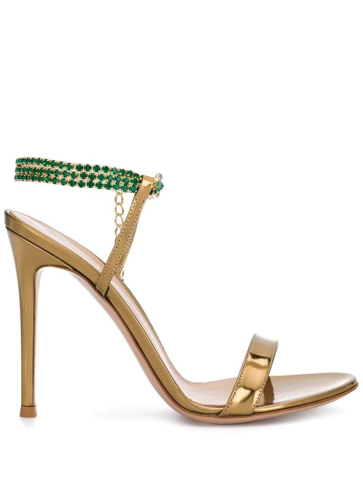 Gianvito Rossi Rhinestone-embellished Sandals - Gold