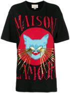 Gucci Maison De L'amour Cat Print T-shirt - Black