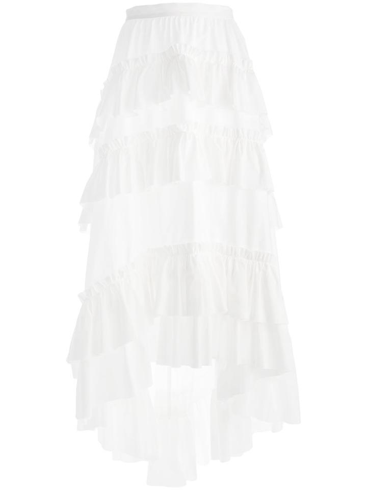 Philosophy Di Lorenzo Serafini - Frill-trim Maxi Skirt - Women - Cotton - 40, White, Cotton