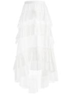 Philosophy Di Lorenzo Serafini - Frill-trim Maxi Skirt - Women - Cotton - 40, White, Cotton