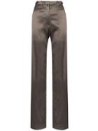 We11done Straight Leg Satin Trousers - Brown