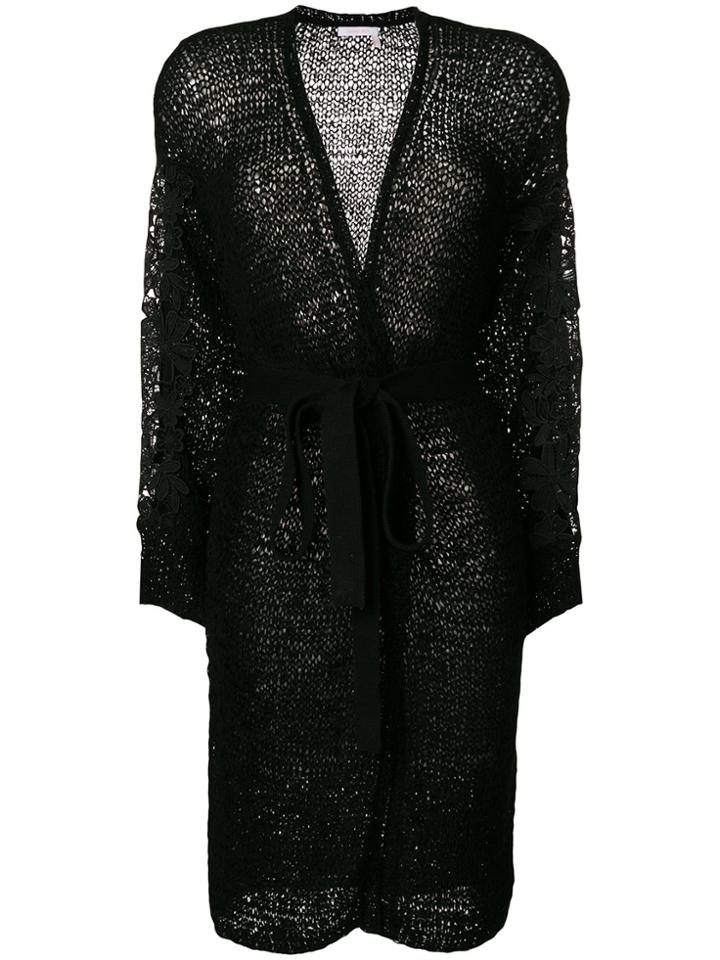 See By Chloé Lace Appliqué Belted Cardigan - Black