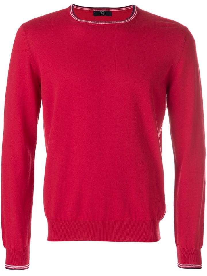 Fay Contrast Trim Jumper - Red