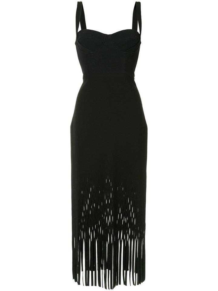 Dion Lee Fringed Sweetheart Dress - Black