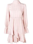 See By Chloé Checked High Neck Ruffle Dress - Pink & Purple
