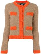 Boutique Moschino Contrast Trimmings Cardigan, Women's, Size: 44, Brown, Acrylic/alpaca/wool/polyamide