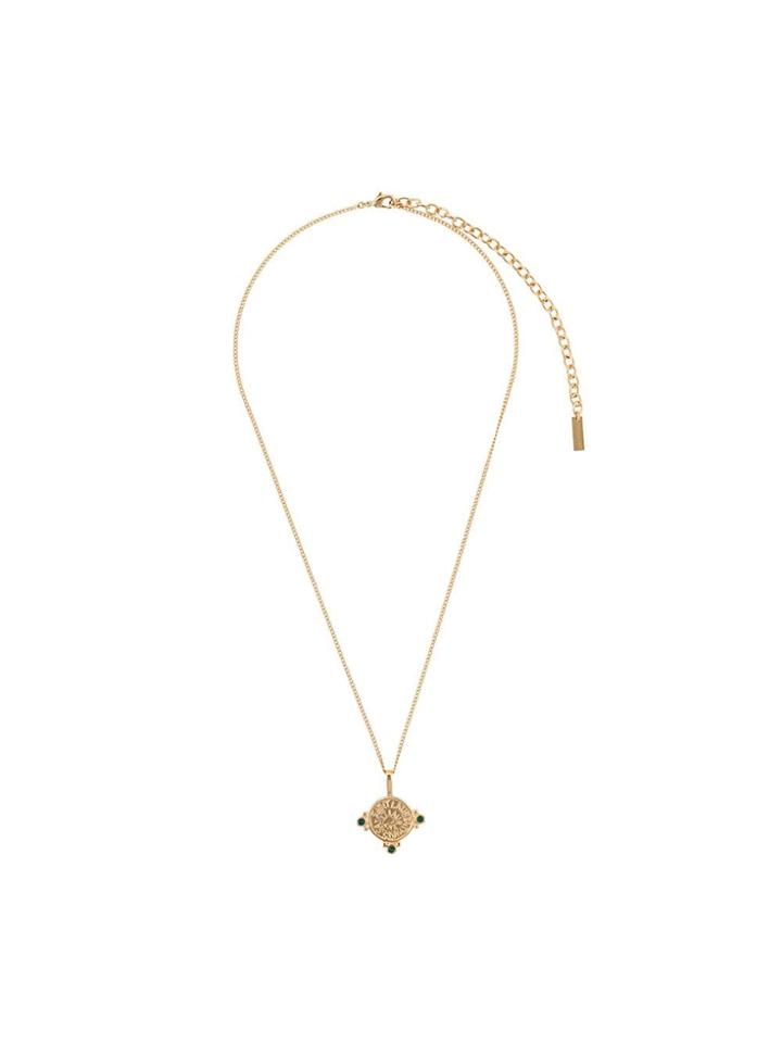 Saint Laurent Logo Embossed Coin Necklace - Gold