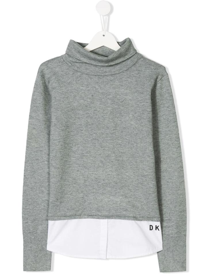 Dkny Kids Teen Layered Jumper - Grey