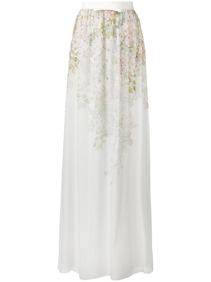 Giambattista Valli Floral Print Sheer Skirt, Women's, Size: 42, Nude/neutrals, Silk/cotton/viscose
