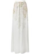 Giambattista Valli Floral Print Sheer Skirt, Women's, Size: 42, Nude/neutrals, Silk/cotton/viscose