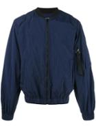 Msgm Zipped Bomber Jacket, Men's, Size: 46, Blue, Polyamide