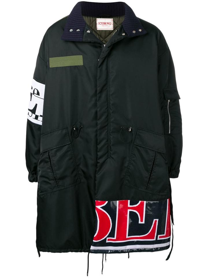 Iceberg Multi-patches Parka Coat - Black