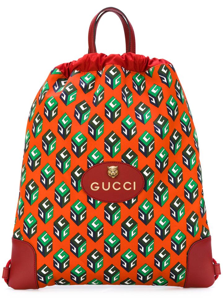 Gucci Gg Wallpaper Drawstring Backpack - Yellow & Orange