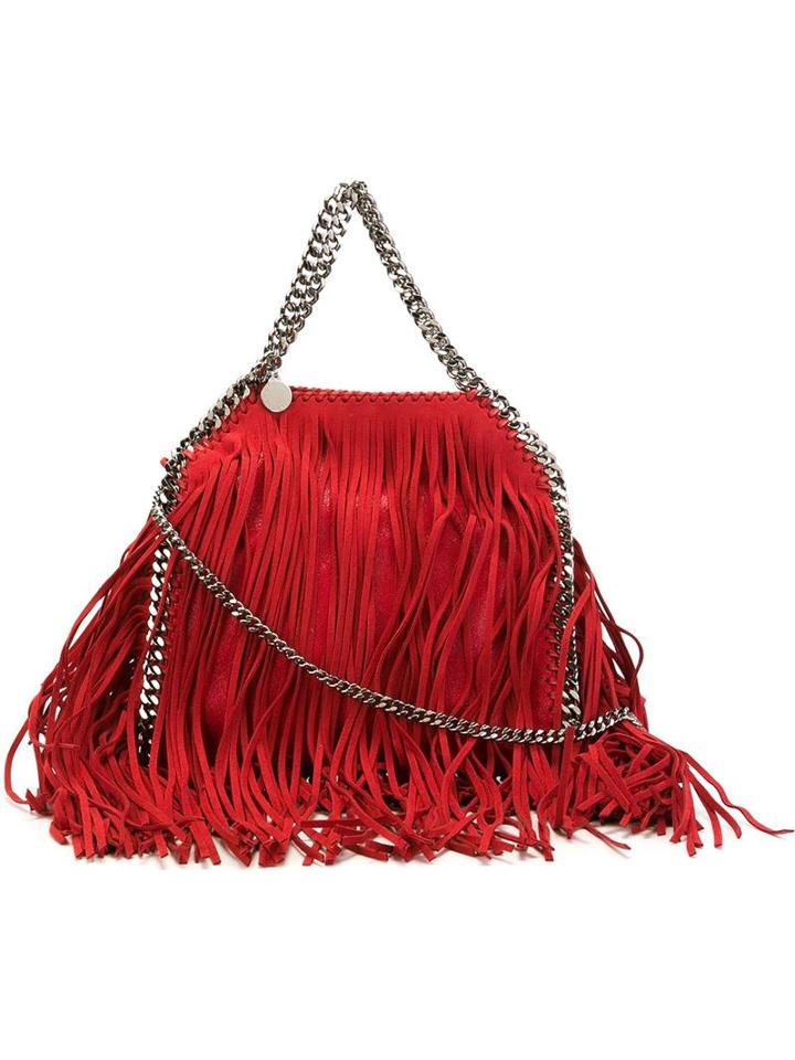 Stella Mccartney Mini 'falabella' Fringed Tote, Women's, Red