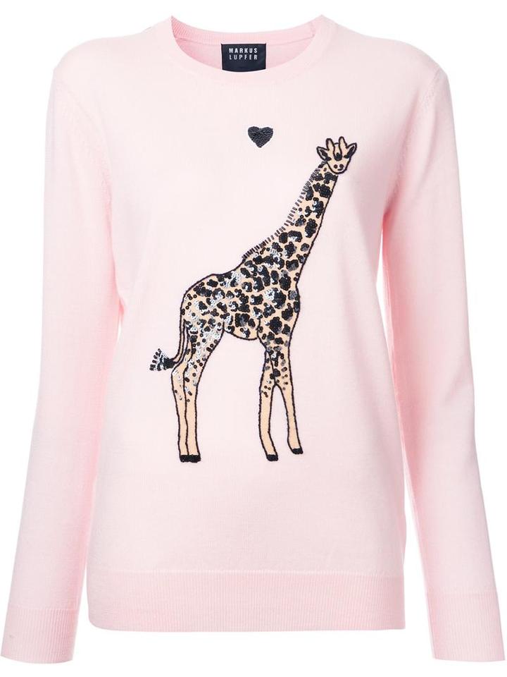 Markus Lupfer Sequin Giraffe Jumper, Women's, Size: Xs, Pink/purple, Merino