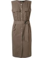 Andrea Marques Belted Waist Midi Dress