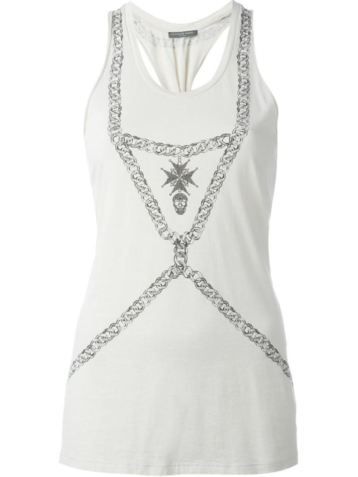 Alexander Mcqueen Harness Print Tank Top, Women's, Size: 42, Nude/neutrals, Cotton