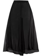 Brognano Sheer Flared Midi Skirt - Black