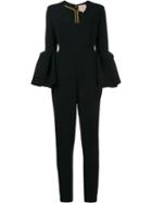 Roksanda Margot Bell Sleeve Jumpsuit, Women's, Size: 10, Black, Polyester/spandex/elastane/viscose