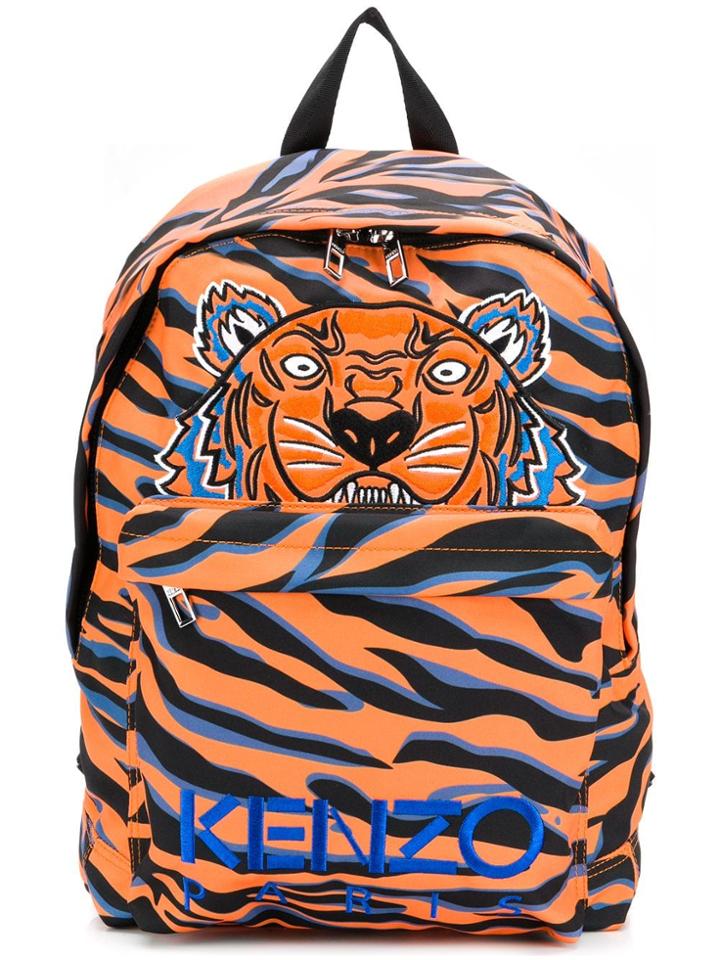 Kenzo Tiger Print Logo Backpack - Orange