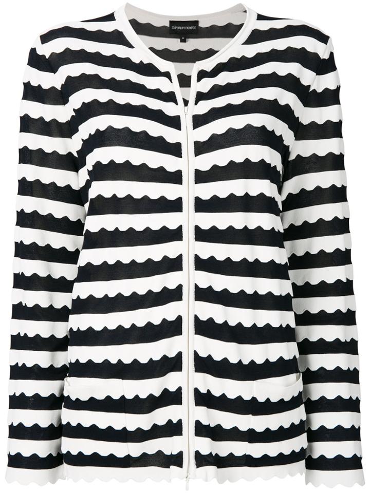 Emporio Armani Scalloped Hem Cardigan - Black