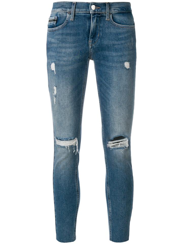 Calvin Klein Cropped Distressed Jeans - Blue