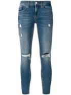 Calvin Klein Cropped Distressed Jeans - Blue