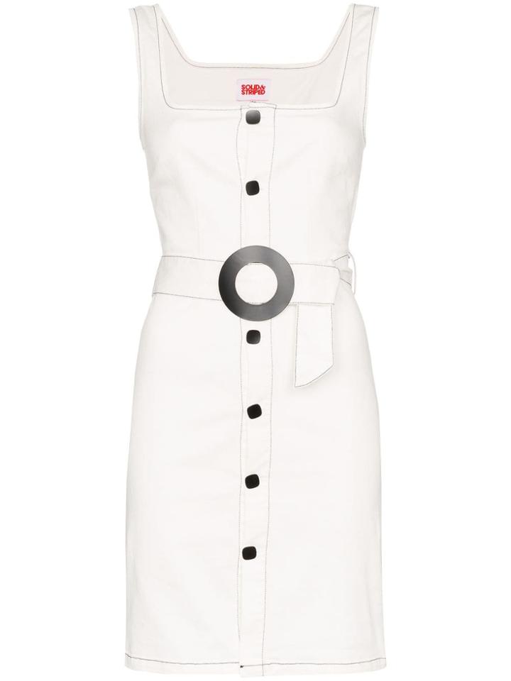 Solid & Striped Button-down Belted Denim Dress - White