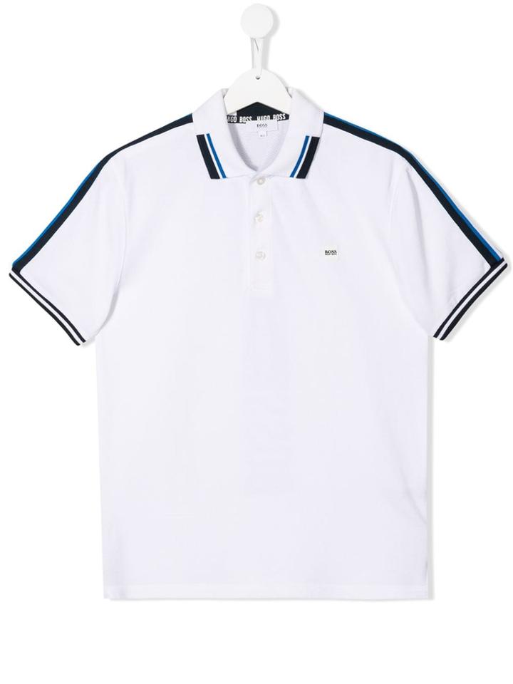 Boss Kids Side Stripe Polo Shirt - White