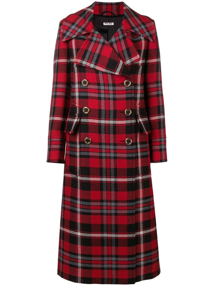 Miu Miu Double Breasted Coat - Red
