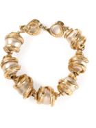 Yves Saint Laurent Vintage Faux Pearl And Chain Bracelet, Women's, Metallic