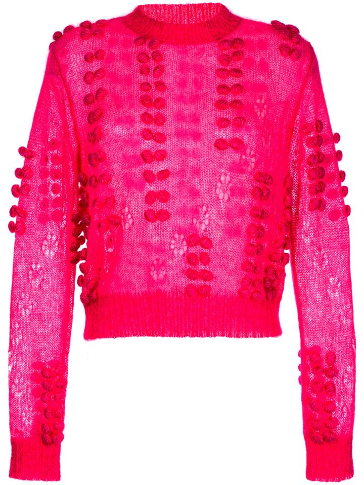 Aje Fawcett Embellished Sheer Sweater - Pink & Purple