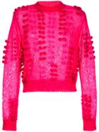 Aje Fawcett Embellished Sheer Sweater - Pink & Purple