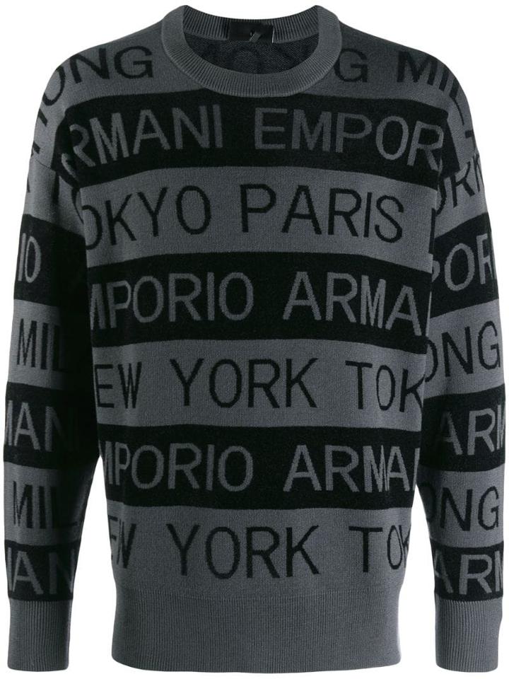 Emporio Armani Logo Stripe Sweater - Grey