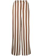 Oscar De La Renta Wide Leg Striped Trousers - Brown