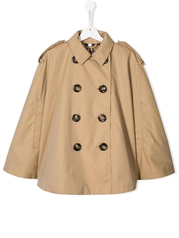 Burberry Kids Button Up Cape Coat - Brown