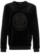 Versace Embroidered Crew Neck Jumper - Black