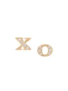 Sydney Evan 14kt Yellow Gold Xo Diamond Stud Earrings - Metallic