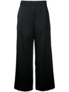 Cityshop Satin Cropped Wide Leg Trousers, Women's, Black, Polyester/triacetate