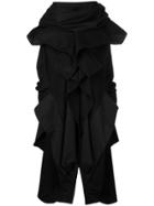 Yohji Yamamoto Ruffled Neck Coat - Black