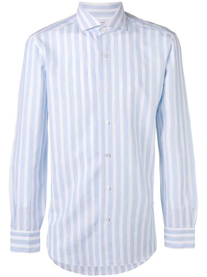 Barba - Striped Shirt - Men - Cotton/linen/flax - 40, White, Cotton/linen/flax