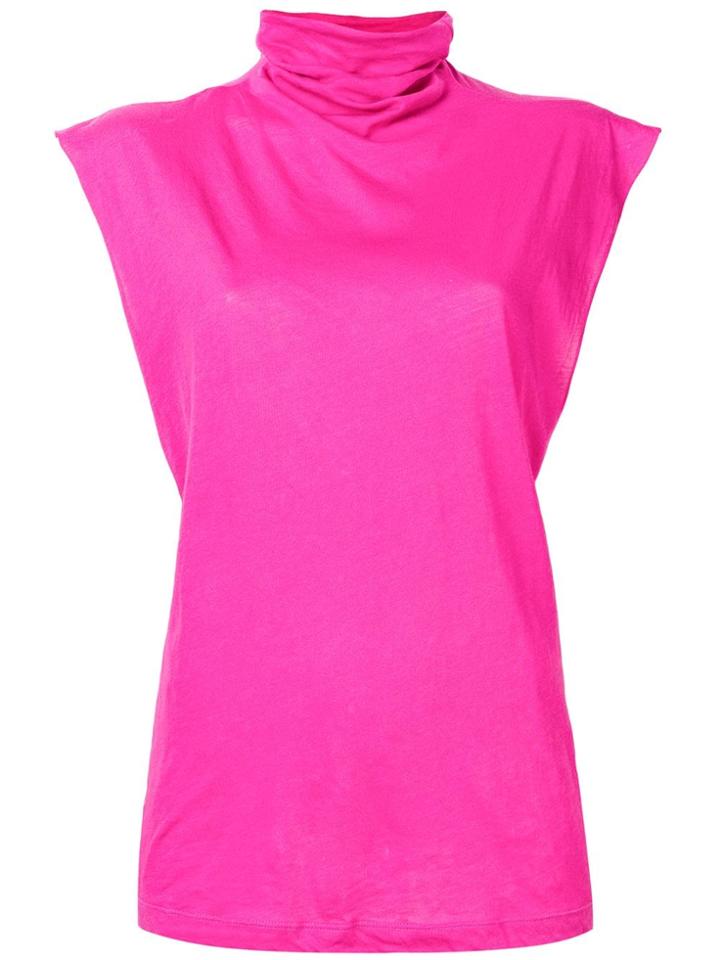 Unravel Project Turtle Neck Tank Top - Pink