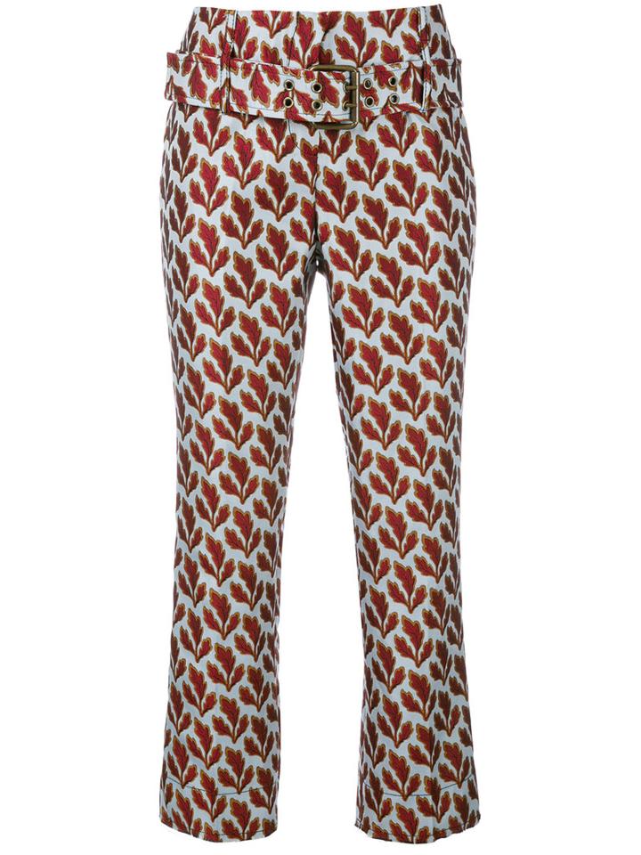 Philosophy Di Lorenzo Serafini Jacquard Leaves Cropped Trousers, Women's, Size: 42, Polyester