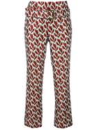 Philosophy Di Lorenzo Serafini Jacquard Leaves Cropped Trousers, Women's, Size: 42, Polyester