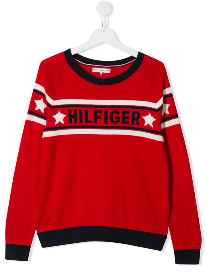 Tommy Hilfiger Junior Front Logo Jumper - Red