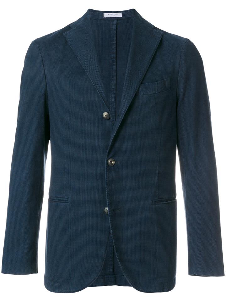 Boglioli Houndstooth Pattern Blazer - Blue
