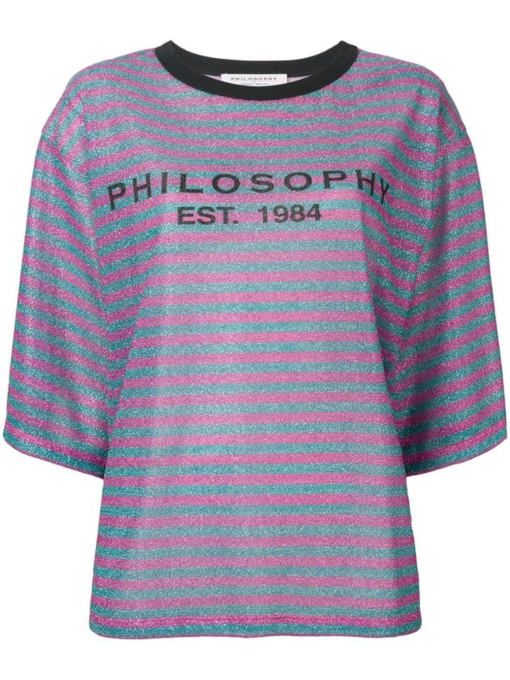 Philosophy Di Lorenzo Serafini Striped Lurex T-shirt - Pink