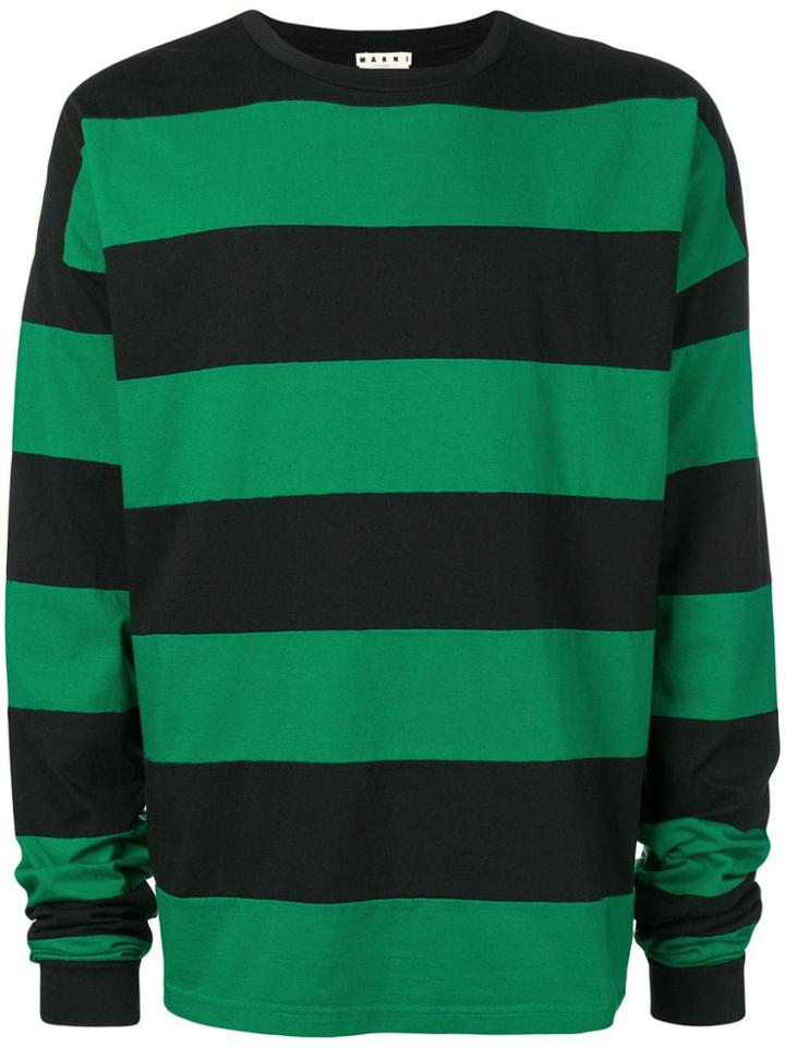 Marni Striped Long Sleeved T-shirt - Green