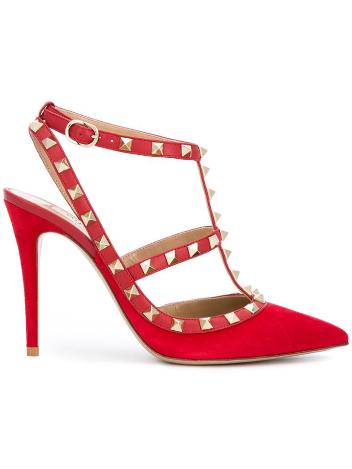 Valentino Studs Embellished Pumps - Red